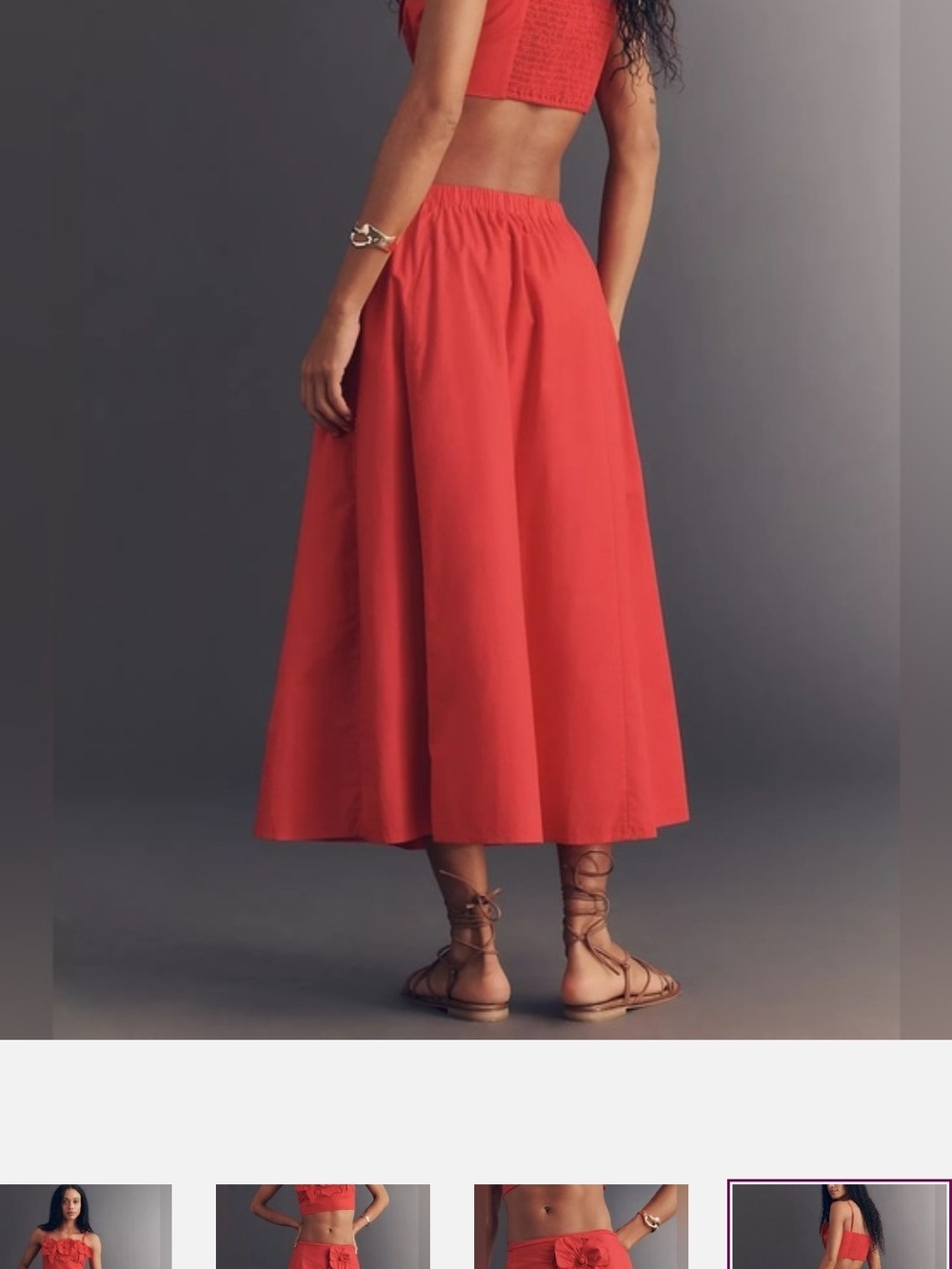 Anthropologie Maeve Red Floral Appliqué Midi Skirt XS  NWT - Picture 5 of 12